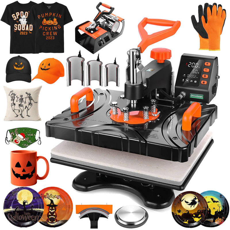 8 in 1 Heat Press Machine 12" x 15" Digital Multifunction Shirt Transfer Machine for DIY T-Shirt Hat Cap Mug Plate