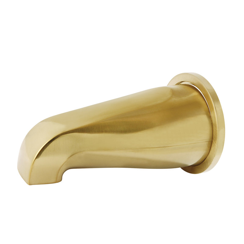Kingston Brass Shower Scape 5-Inch Non-Diverter Tub Spout with Flange, Brushed Brass