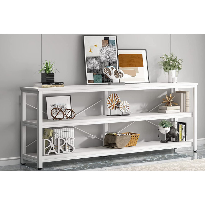 Jeyden Console Table Sofa Table, White Top/White Base