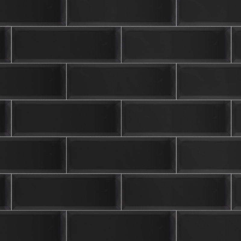Carreau de céramique biseauté 4 "x 12" Santorini Loft, Loft Nero