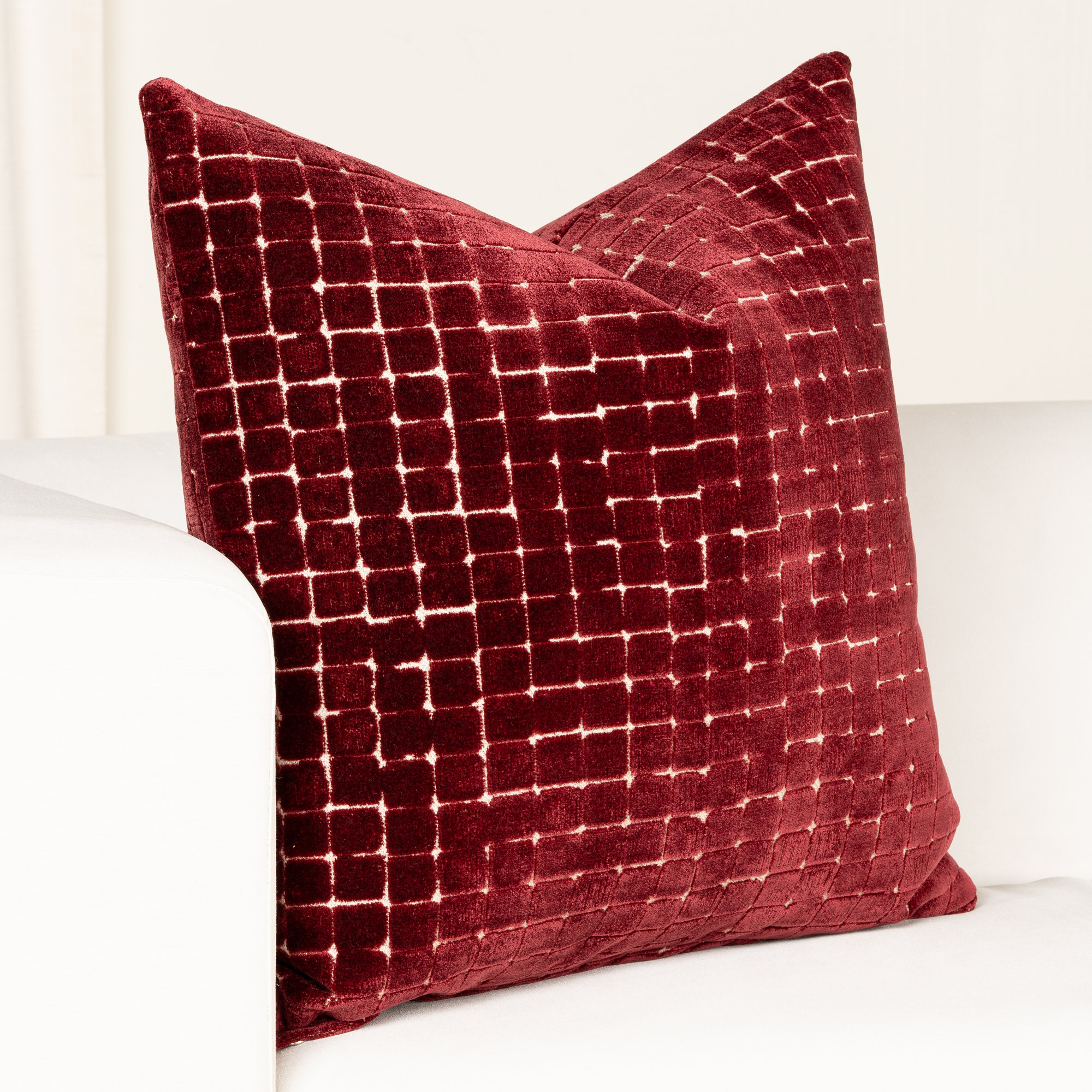 Salvador Throw Pillow, 18" x 18", Polyfill, Cranberry