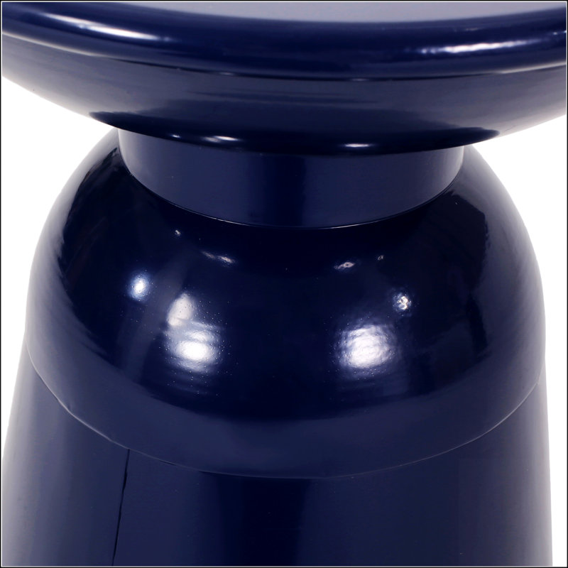 Stylish Outdoor Metal End Table With Pedestal Base, Perfect For Modern Spaces And Durability, Navy Blue
