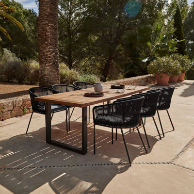 Fabiano 6 - Person Solid Wood Patio Dining Set Rectangular Table with Cushions Included