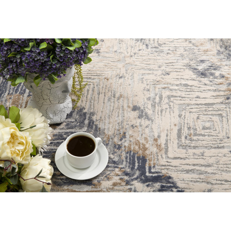 Rug Branch Marisol 3' x 5' (2'8" x 4'8") Navy/Beige Abstract Indoor Doormat Rug, Transitional, Medium Pile, Stain-Resistant Entry Carpet - Front Door, Mudroom, Hallway and Kitchen