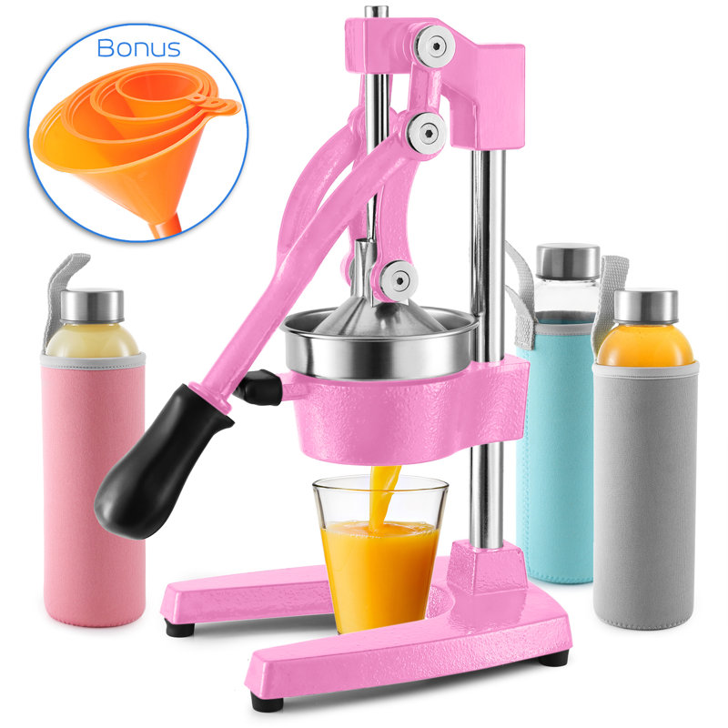 JoyTable Manual Hand Press Citrus Juicer, Pink