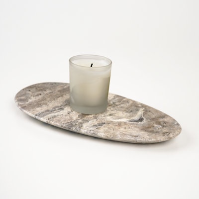 Natural Oval Travertine Serving Tray – Decorative Stone Vanity Tray for Kitchen, Bathroom & Tabletop