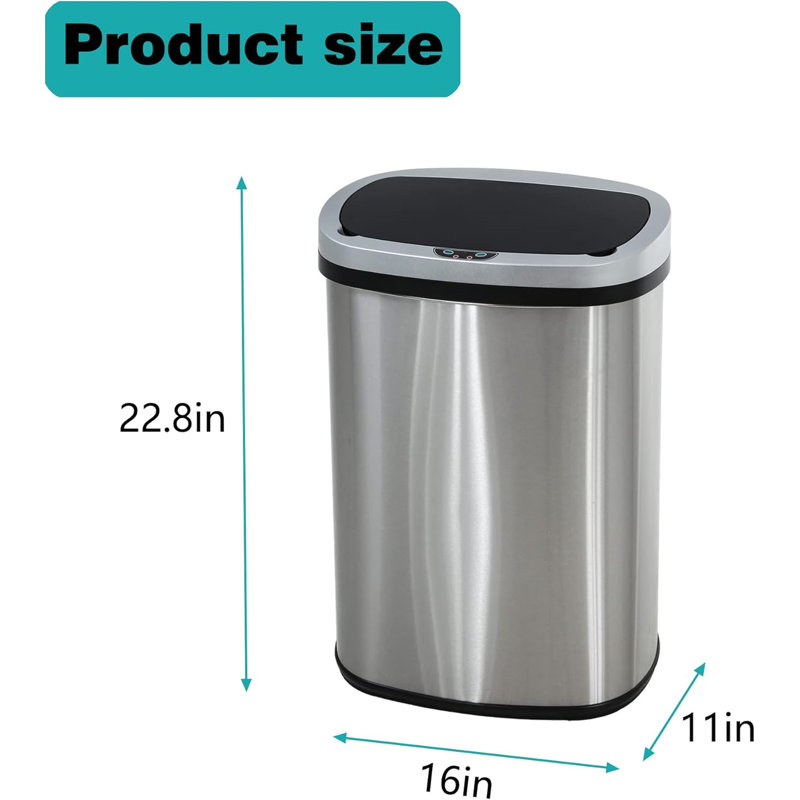 Poubelle de bureau ovale en acier inoxydable 13 gallons / 50 litres