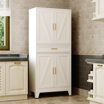 Large Metal Kitchen Pantry Cabinet With Adjustable Shelves - Freestanding Kitchen Storage Cabinet For Dining Room,Livingroom Bathroom, Hallway, Worksh