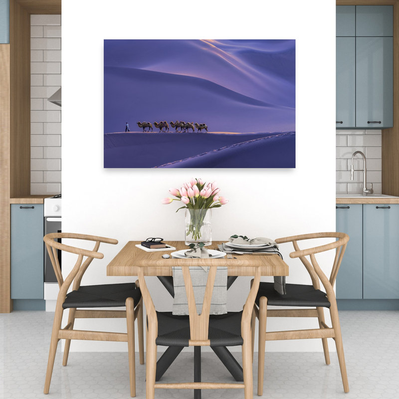 " Purple Desert Caravan Peaceful Serene Tranquil Violet Landscape Nature Wall Art Print " by Cai Ning, H 32 po x l 48 po