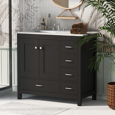 Sanyia 36'' Single Bathroom Vanity with Ceramic Top