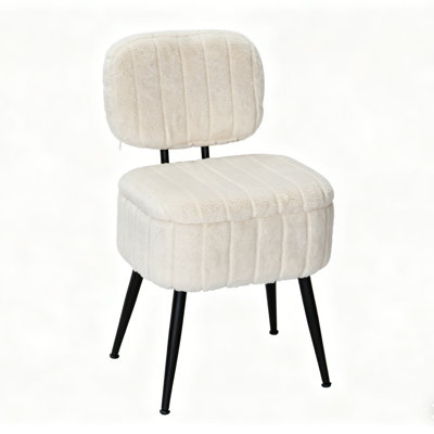 Tabouret de coiffeuse rembourré en velours court avec dossier de soutien, fauteuil de maquillage pivotant réglable