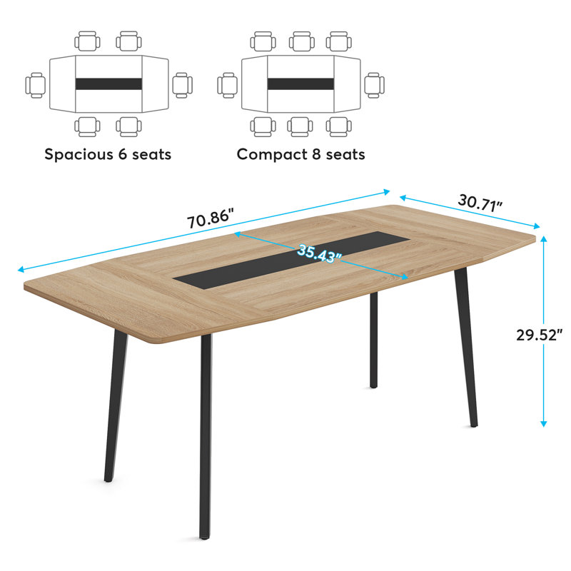 180cm Boat Shaped Conference Table, Brown