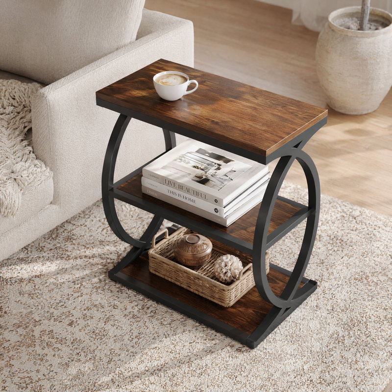 23.62'' Narrow End Table, Brown/Black