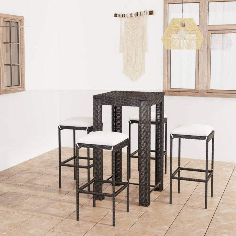 Ensemble 5 pièces avec coussins Ofrath, Structure noire / coussin blanc crème