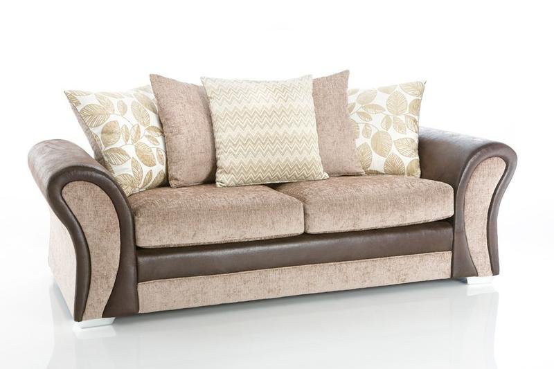 Henley 3 Seater Chenille Sofa, Brown/Beige