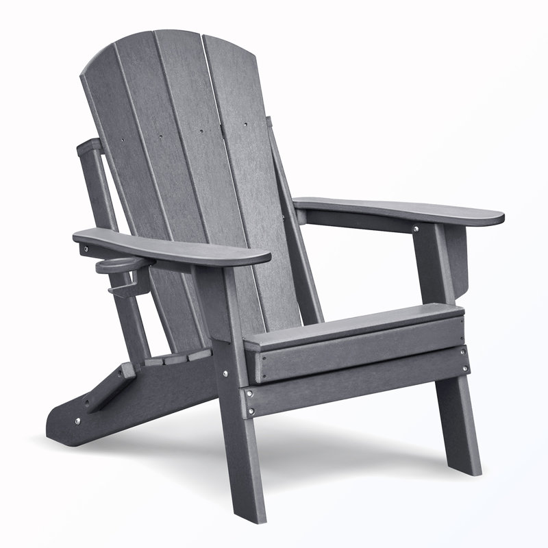 Folding Outdoor Adirondack Chair, Gray