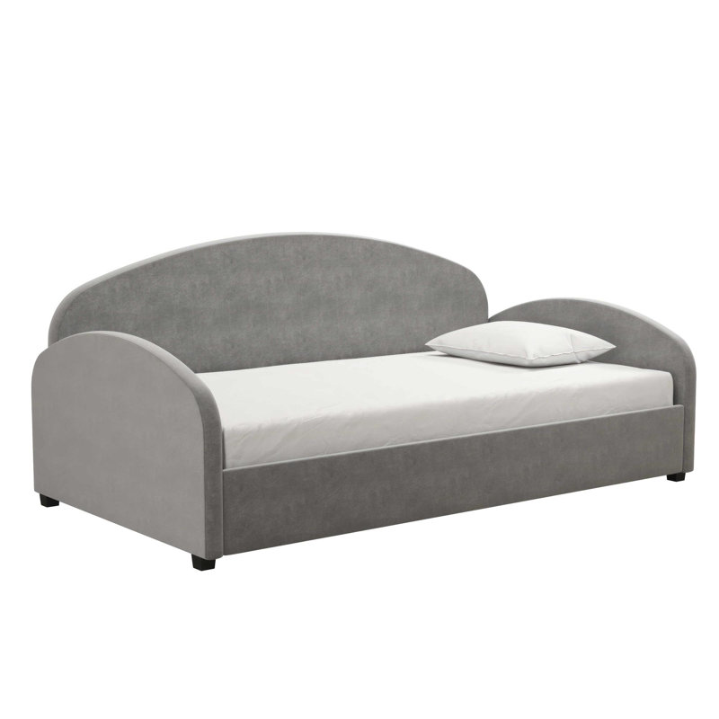 Gray Velvet Twin Upholstered Daybed with Metal Frame