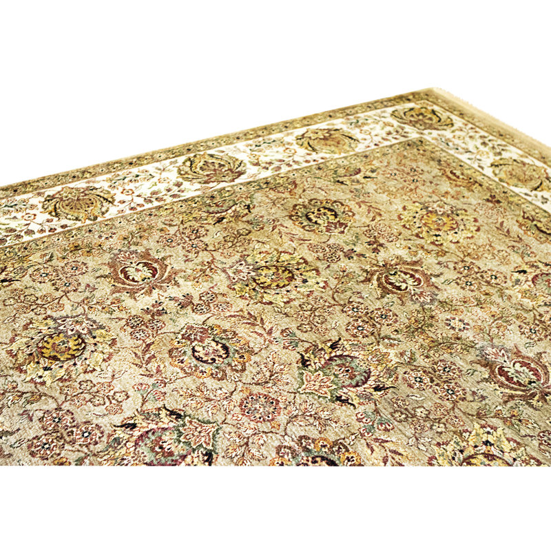 Hand Knotted Wool Area Rug in Camel And Ivory