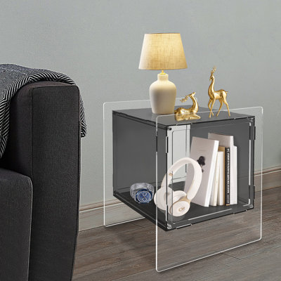 2 Tiers Acrylic Bedside Table With Open Storage Shelf