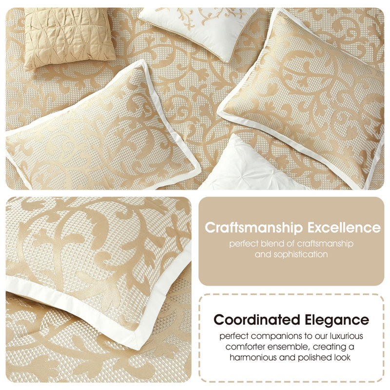 Taupe Paisley Jacquard California King Comforter Set, 14 Piece