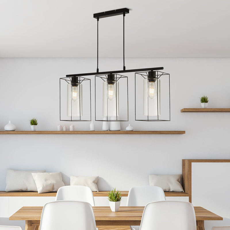 3 - Light Matte Black Kitchen Island Pendant