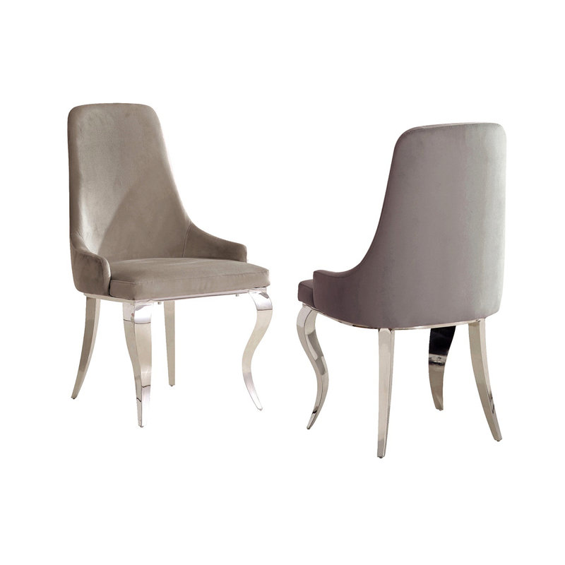 Ensemble de 2 chaises d'appoint rembourrées en velours, Gris
