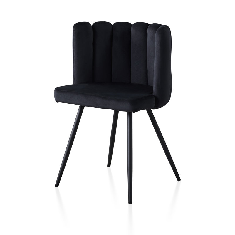 1Er Set Dining Chair,Fabric Lounge Chair, Black Velvet
