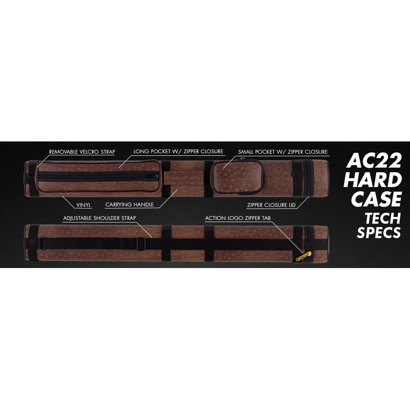 2x2 Oval Hard Pool Cue Case, Brown