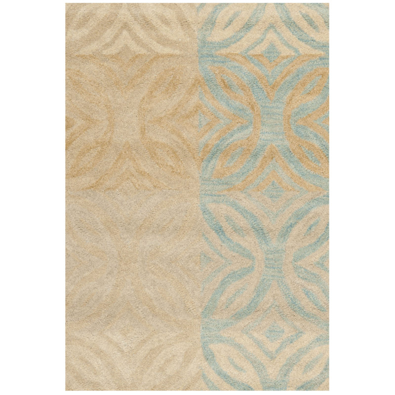 Amory Hand Tufted Wool/Cotton Geometric Rug in Beige, Rectangle 2'6" x 4'