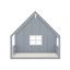 Full Size Wood House Bed With Window And Fence-1329908921