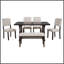 Ensemble de table et chaises de salle à manger 6 pièces avec pieds de forme spéciale et dossiers et coussins recouverts de mousse pour la salle à manger (espresso)