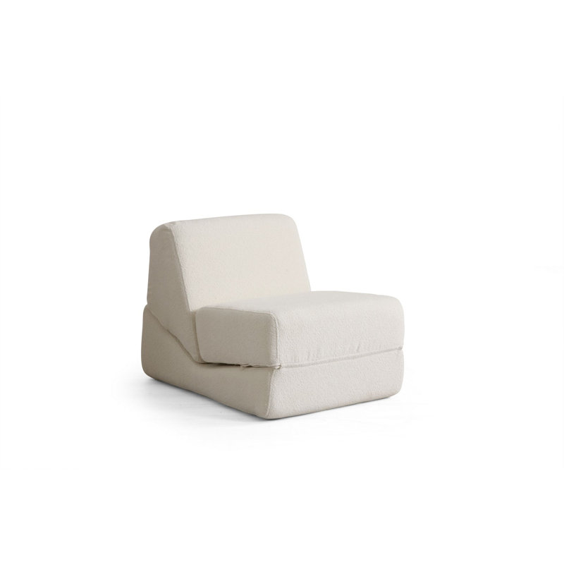 Canapé-lit convertible 1 place, blanc, 27,6 po x 39,4 po x 27,6 po | Tissu 100% polyester, nettoyage à sec | 28 coussins en mousse, sans cadre, parfaits pour les petits espaces et les chambres d'amis, élégants et fonctionnels