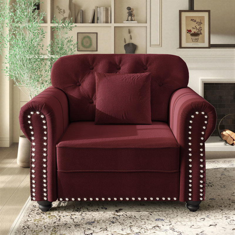 Fauteuil d'appoint Chesterfield 41,3 po Annalease, Bourgogne