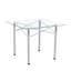 Élégante table carrée en verre extensible - Verre trempé transparent de 36 po, pieds en métal argenté. Pieds en métal télescopiques, plateau de table carré en verre transparent, raccord pour ventouse.