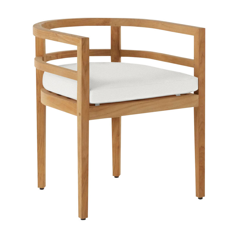 Santa Barbara Patio Dining Armchair with Cushions, Rollo Chambray, Natural Teak, No Welt