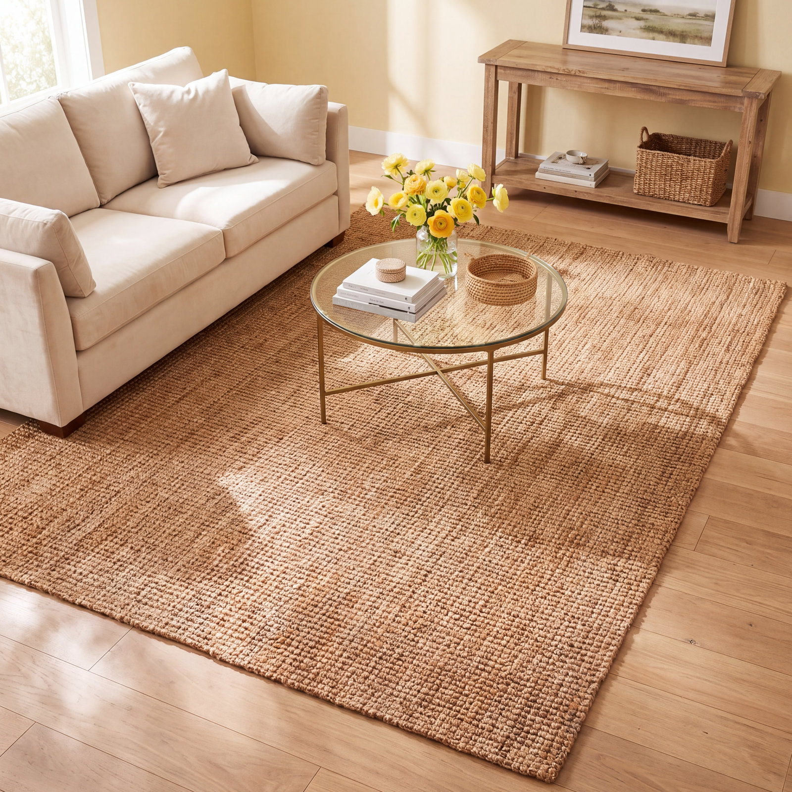 Asta Natural Hand-Loomed Jute Rug, Rectangle 5' x 8'