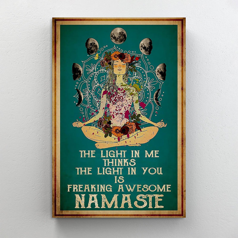 Yoga Awesome Namaste - 1 pièce, impression d'art graphique rectangulaire sur toile tendue, H 36 po x l 24 po x P 1,25 po