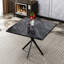Table de cuisine carrée pour 4 personnes, surface en faux marbre, pieds en fer, table de salle à manger noire 4, supports, économie d'espace, chiffon en microfibre et meubles d'assemblage-103528523-103528520