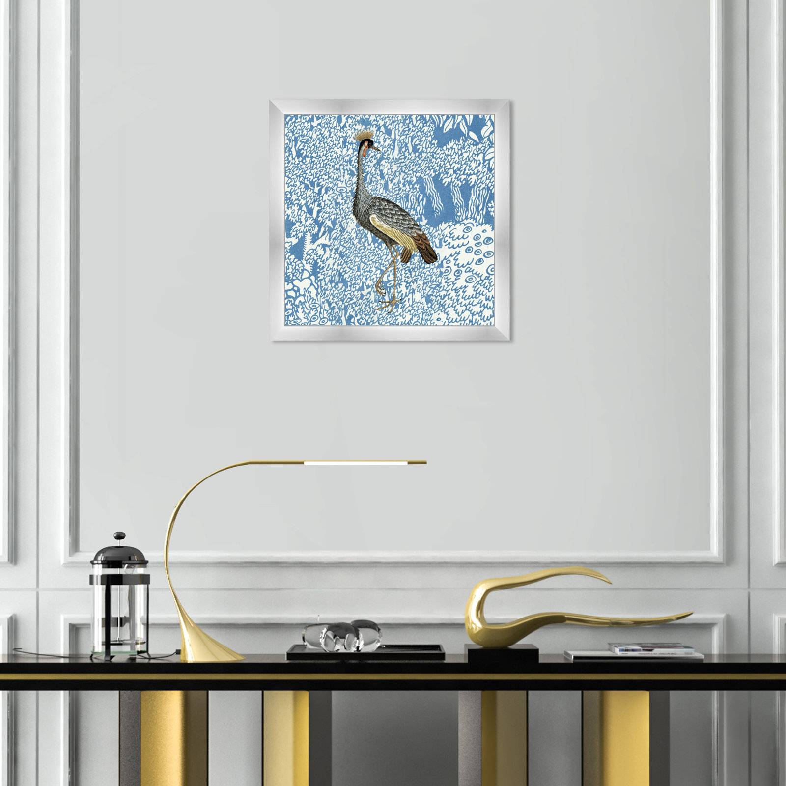 Bird Pose 2 by Oliver Gal, 18" H x 18" W x 0.5" D, Silver