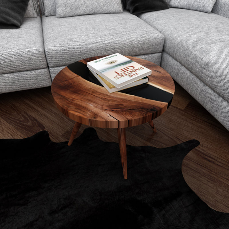 Four Leg Coffee Table, 45cm H x 120cm W x 120cm D, Black/Brown