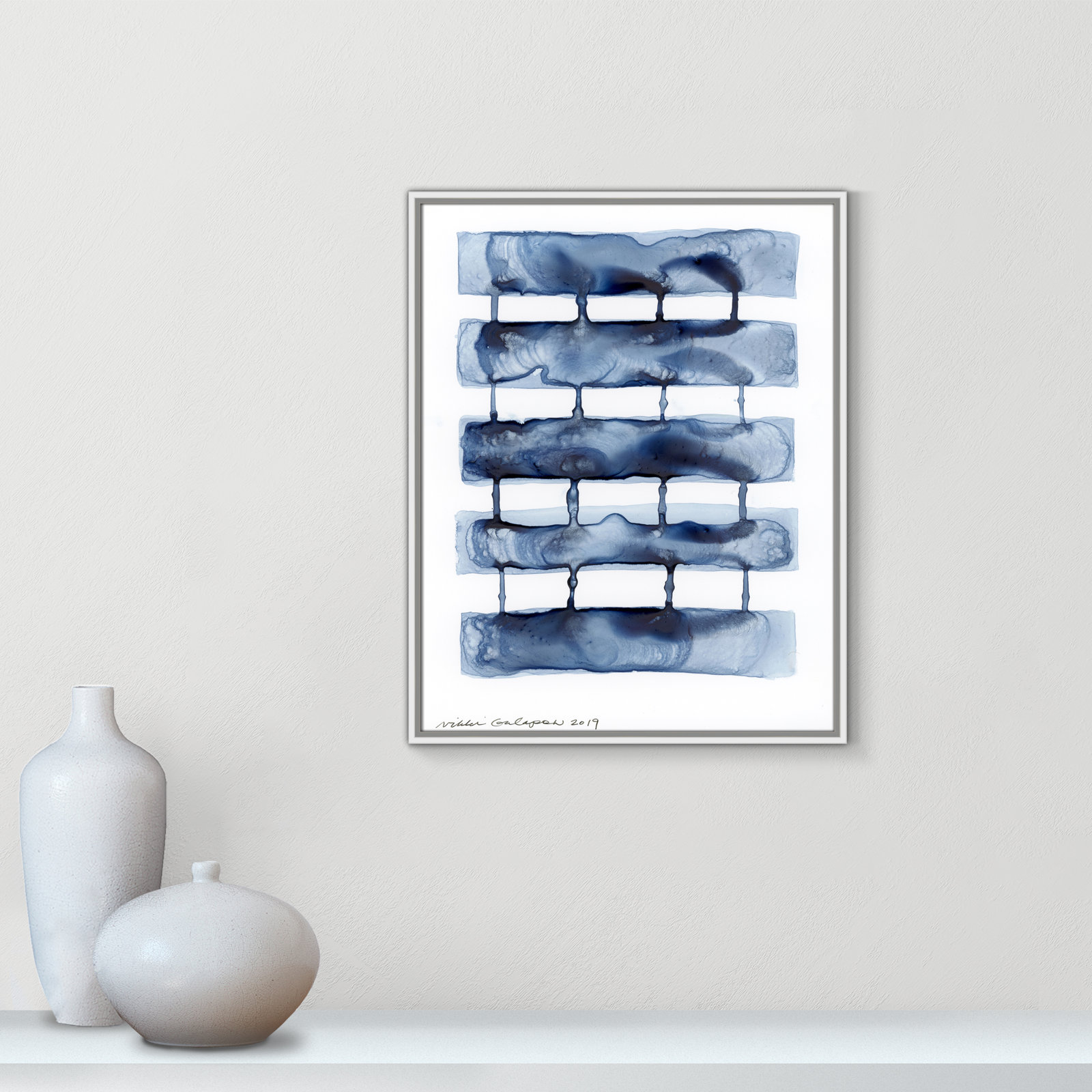 Gareth "Stitched Together I" Print by Nikki Galapon, 29.5" H x 23.5" W x 2" D, White Framed Canvas