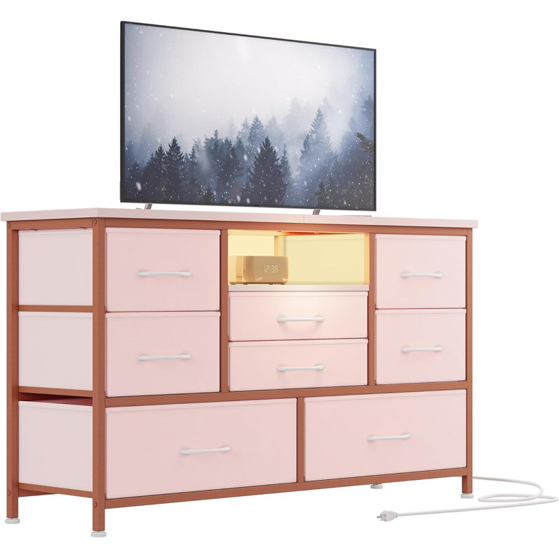 Commode 8 tiroirs Gracelee, Rose