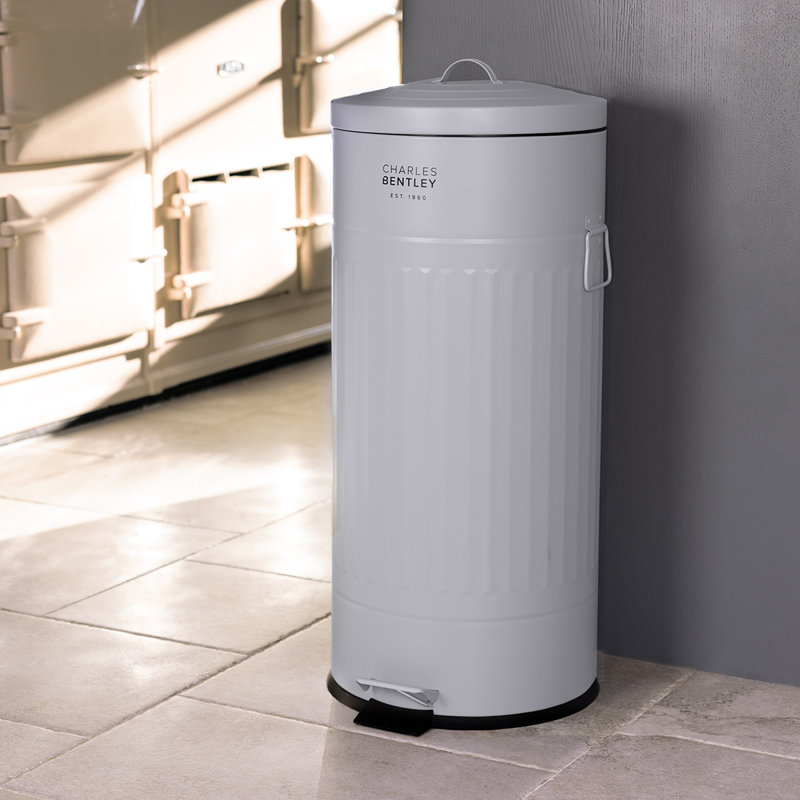 Areyonna Steel Step On Kitchen Trash Can - 30L, Grey