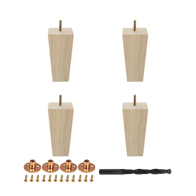 Base de pattes de meuble non finies, paquet de 4, H 6 po x l 2,75 po x P 2,75 po