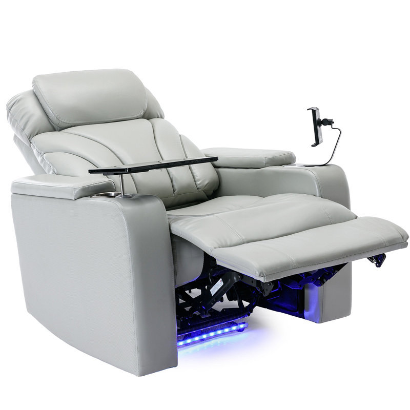 Power Motion Recliner Electric Power Recliner With USB Charging Port, Hidden Arm Storage, Convenient Cup Holder And Bluetooth Speaker, Light Grey(Old Sku:SG000800AAE)