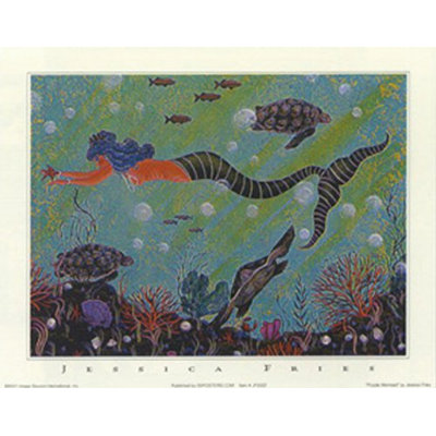 « Blue Mermaid » par Jessica Fries-impression d’art graphique sans cadre sur papier