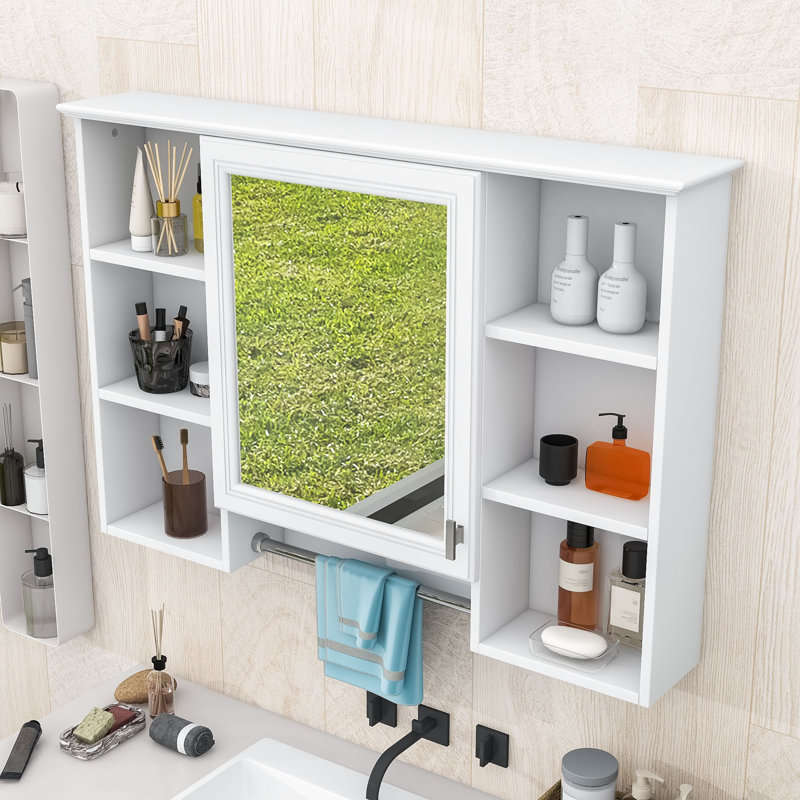 Armoire à pharmacie murale moderne avec finition haute qualité, miroir haute définition, Blanc