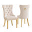 Chaise de salle à manger moderne en velours avec dossier capitonné et garniture cloutée (lot de 2)-750428909
