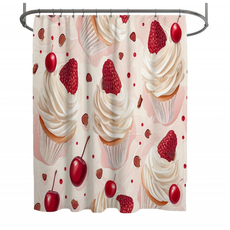 Cupcakes Food Warm Shower Curtain, 73" H x 70" W