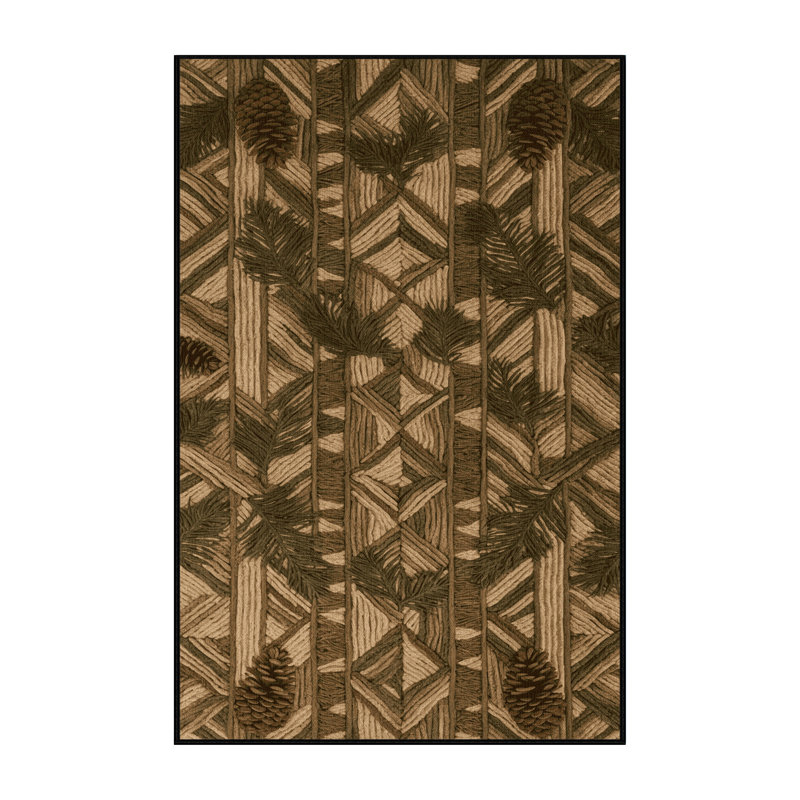 Tapis botanique brun lavable à la machine, Rectangulaire 3 pi x 5 pi